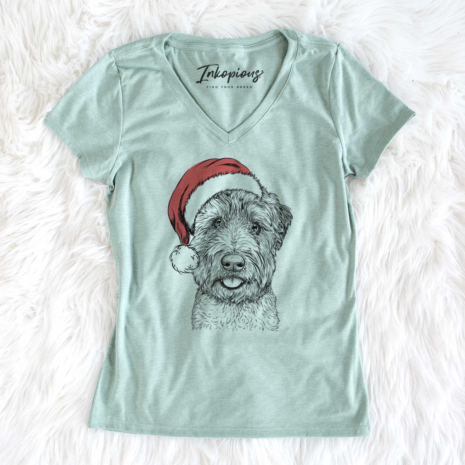 Santa Milton the Soft Coated Wheaten Terrier - Women's V-neck Shirt