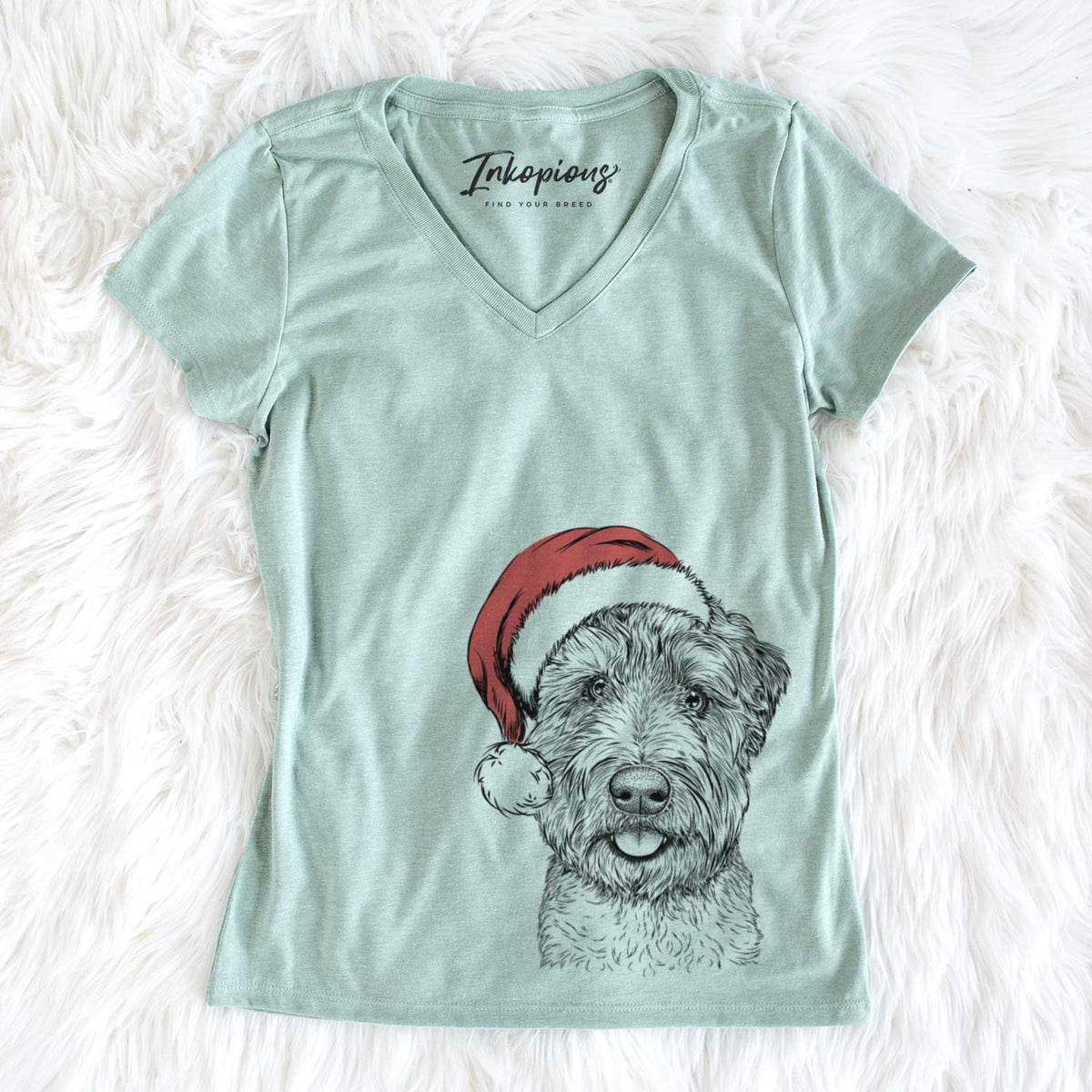 Santa Milton the Soft Coated Wheaten Terrier - Women&#39;s V-neck Shirt