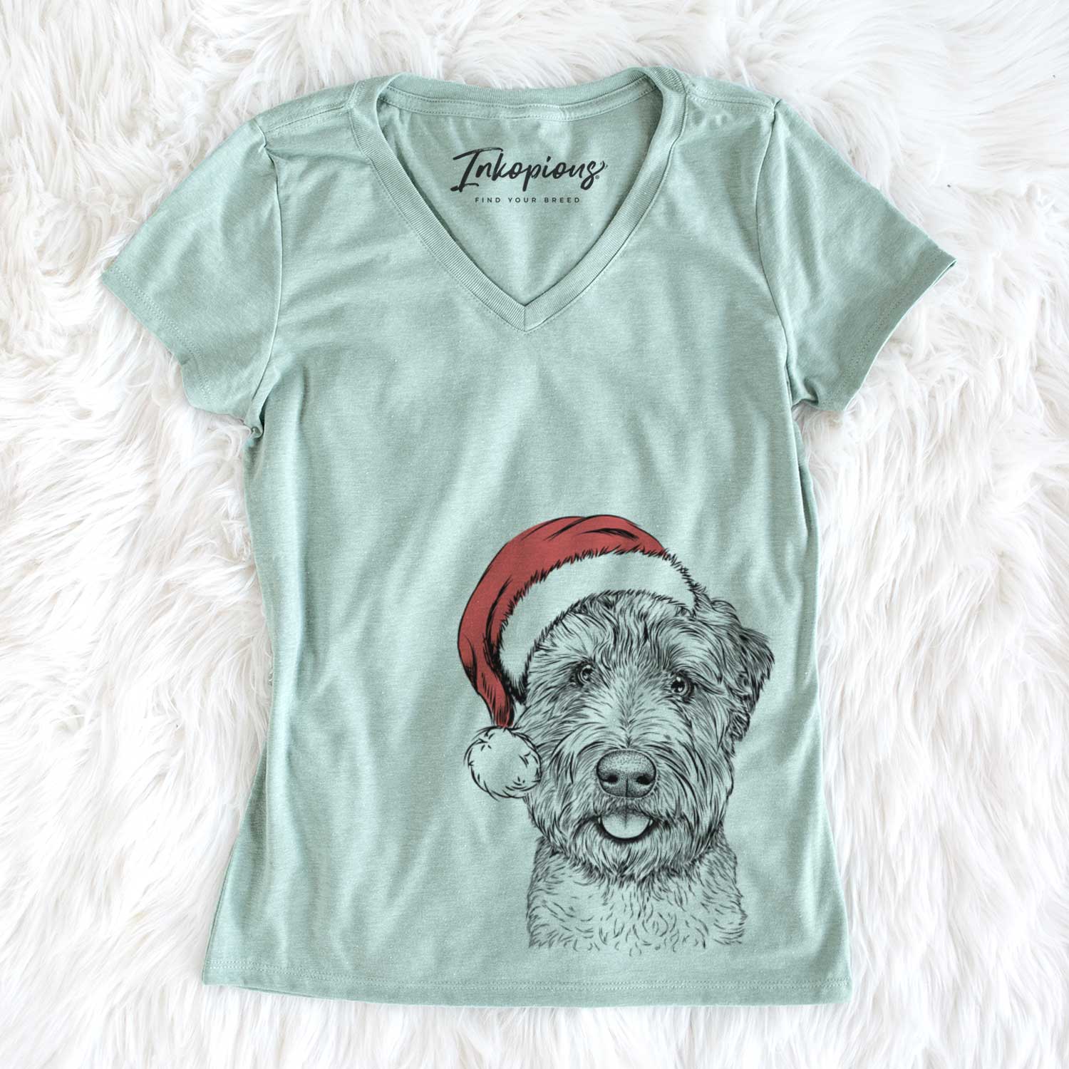 Santa Milton the Soft Coated Wheaten Terrier - Women's V-neck Shirt