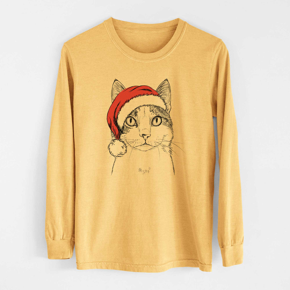 Santa Mini Griffin the Domestic Shorthair Cat - Heavyweight 100% Cotton Long Sleeve