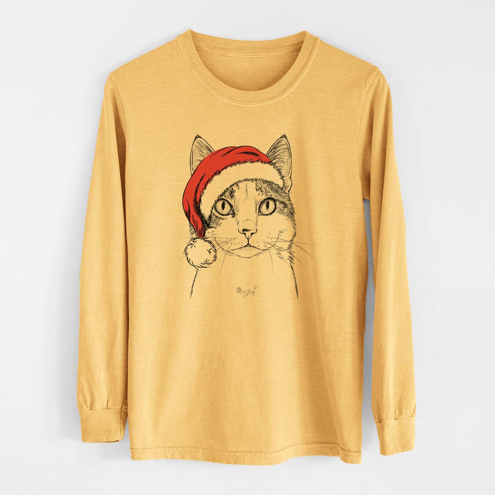 Santa Mini Griffin the Domestic Shorthair Cat - Heavyweight 100% Cotton Long Sleeve