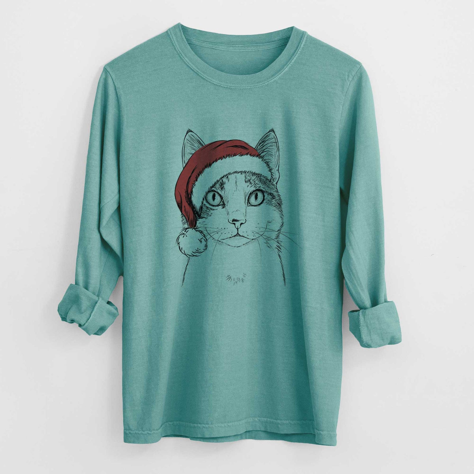 Santa Mini Griffin the Domestic Shorthair Cat - Heavyweight 100% Cotton Long Sleeve