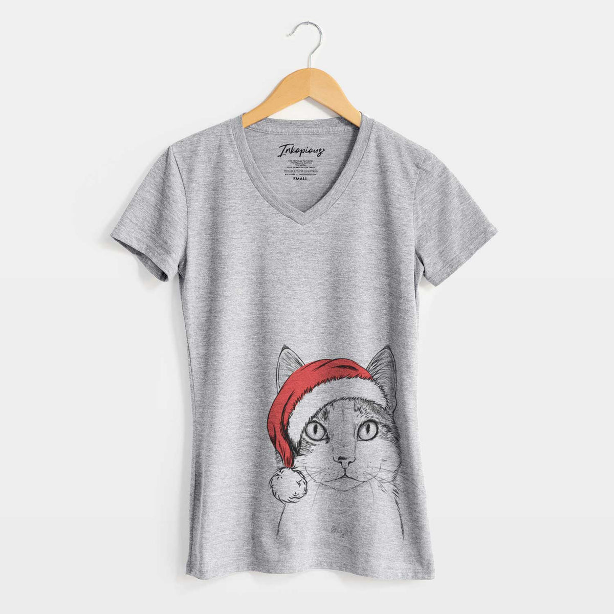 Santa Mini Griffin the Domestic Shorthair Cat - Women's V-neck Shirt