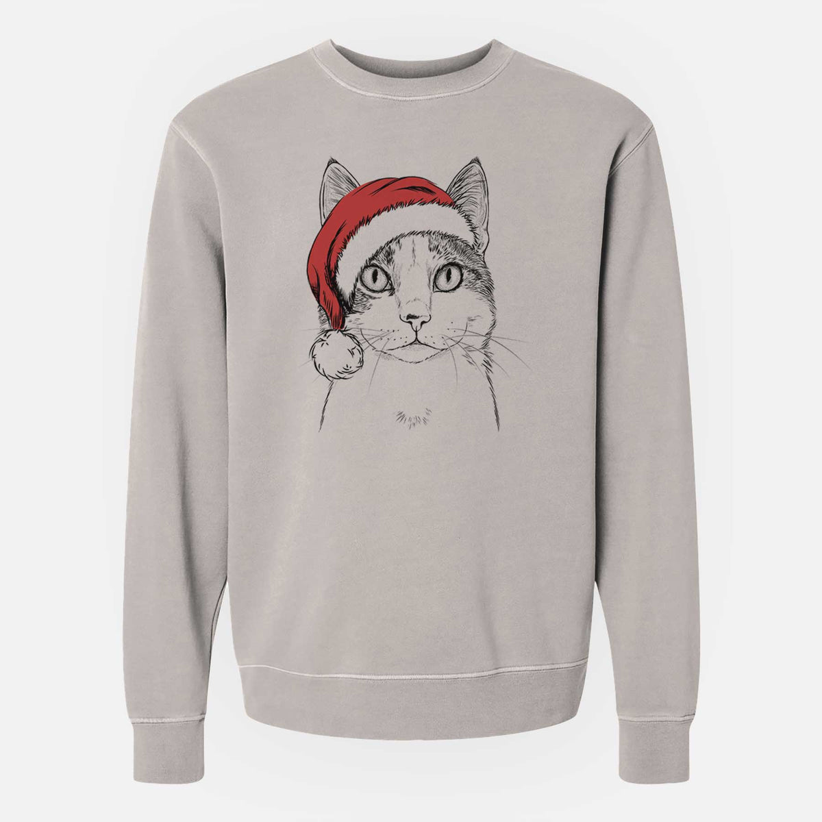 Santa Mini Griffin the Domestic Shorthair Cat - Unisex Pigment Dyed Crew Sweatshirt