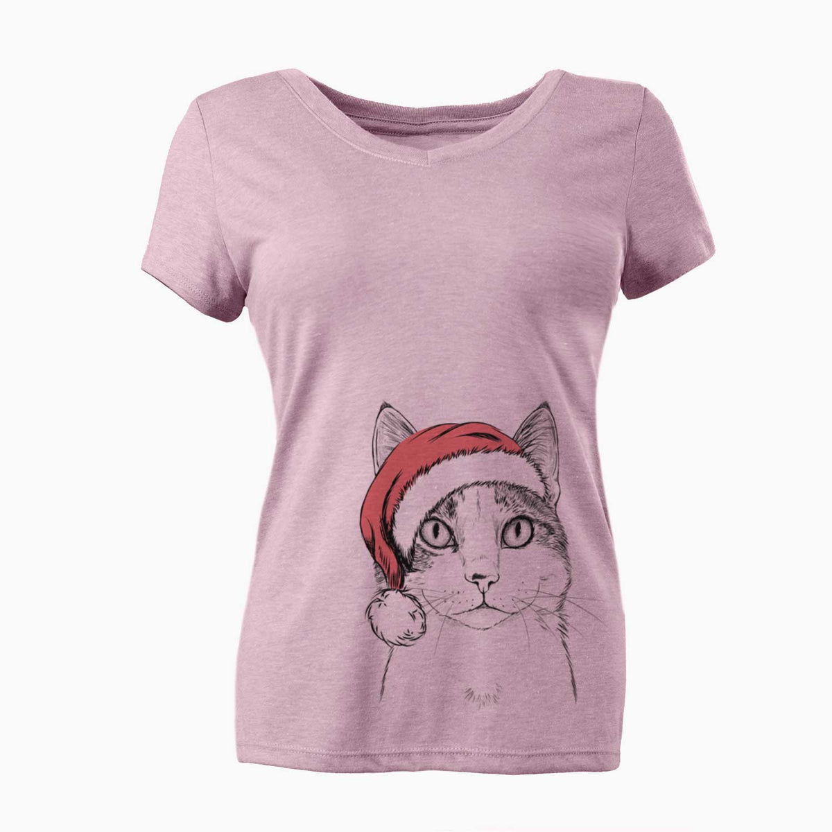 Santa Mini Griffin the Domestic Shorthair Cat - Women's V-neck Shirt