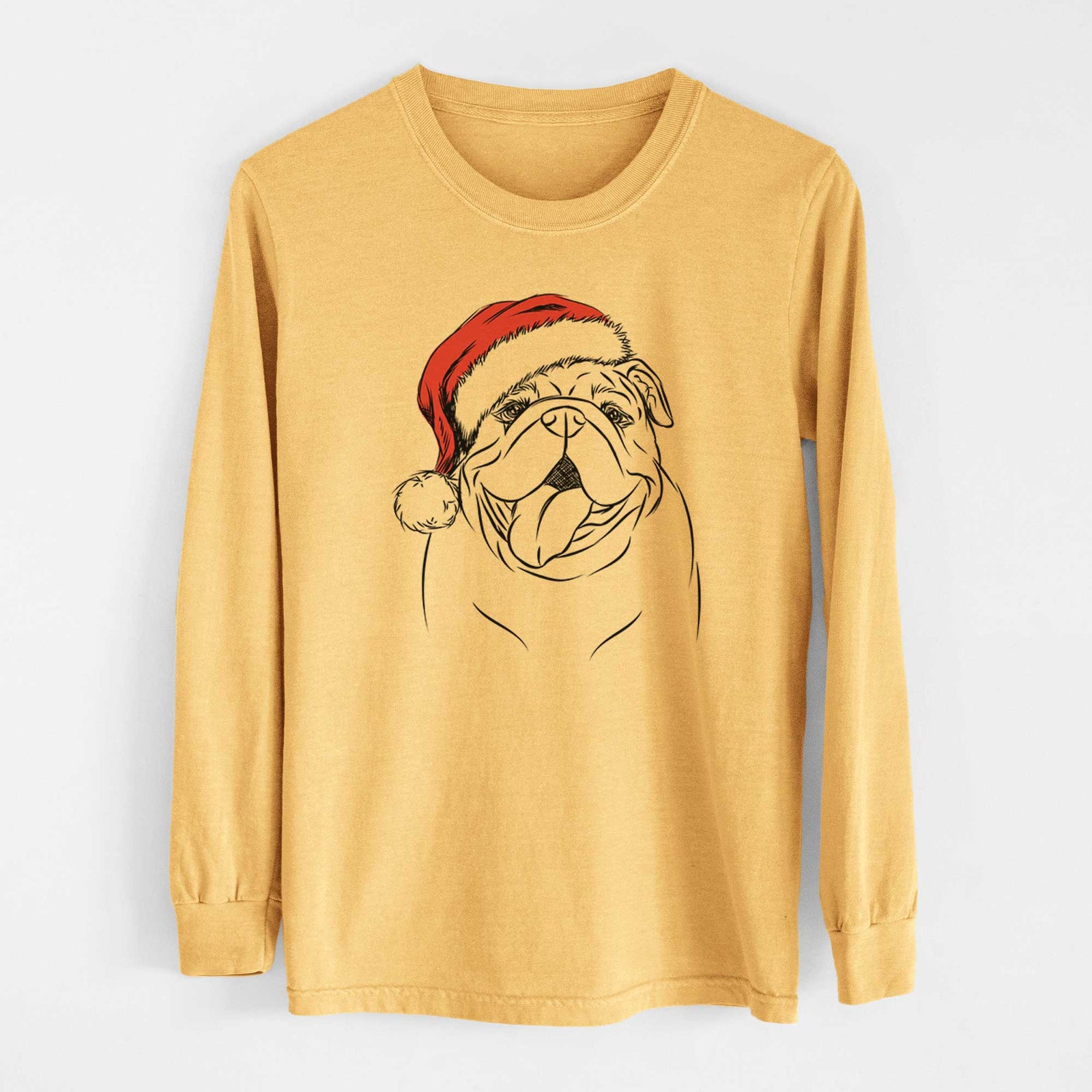 Santa Missy Moo the English Bulldog - Heavyweight 100% Cotton Long Sleeve
