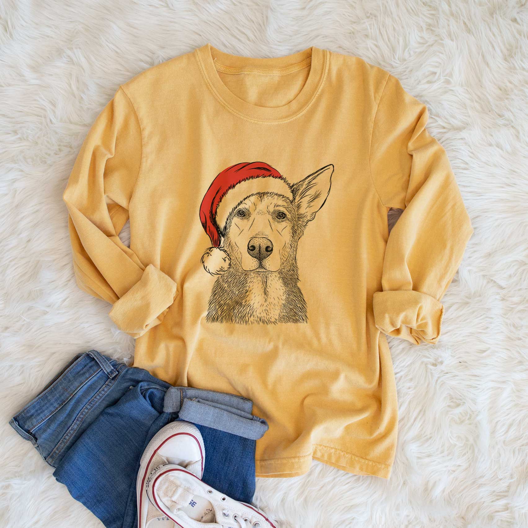 Santa Misty the German Shepherd Mix - Heavyweight 100% Cotton Long Sleeve