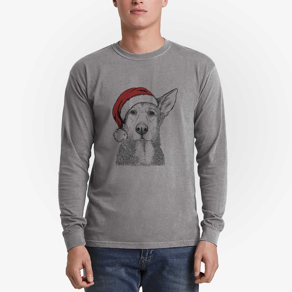 Santa Misty the German Shepherd Mix - Heavyweight 100% Cotton Long Sleeve