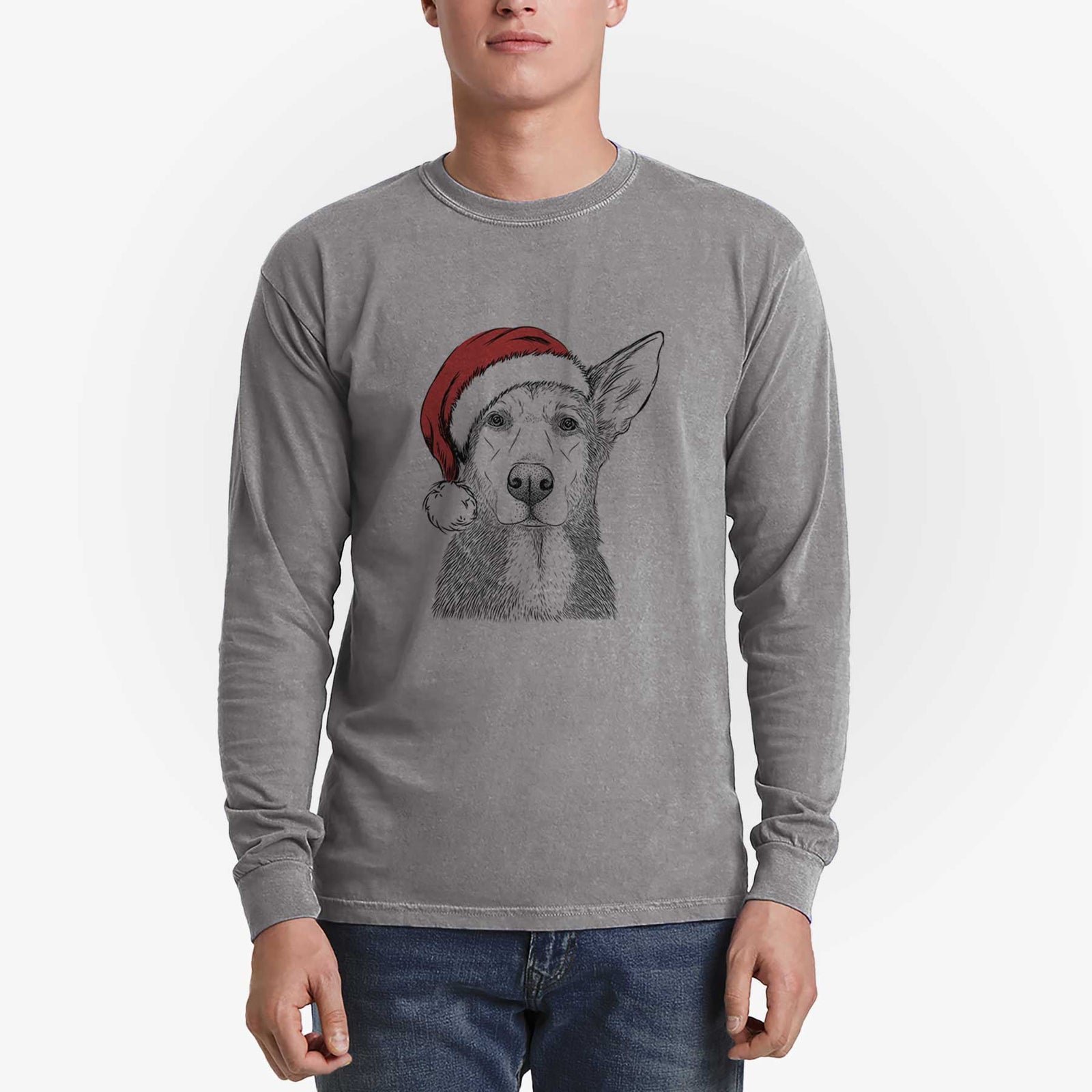 Santa Misty the German Shepherd Mix - Heavyweight 100% Cotton Long Sleeve