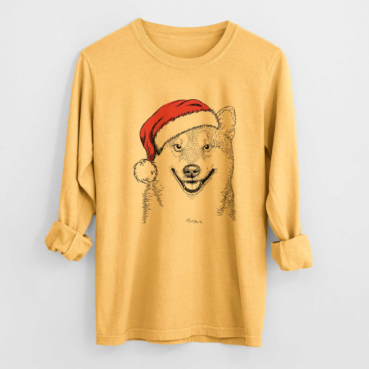 Santa Mitsu the Shiba Inu - Heavyweight 100% Cotton Long Sleeve