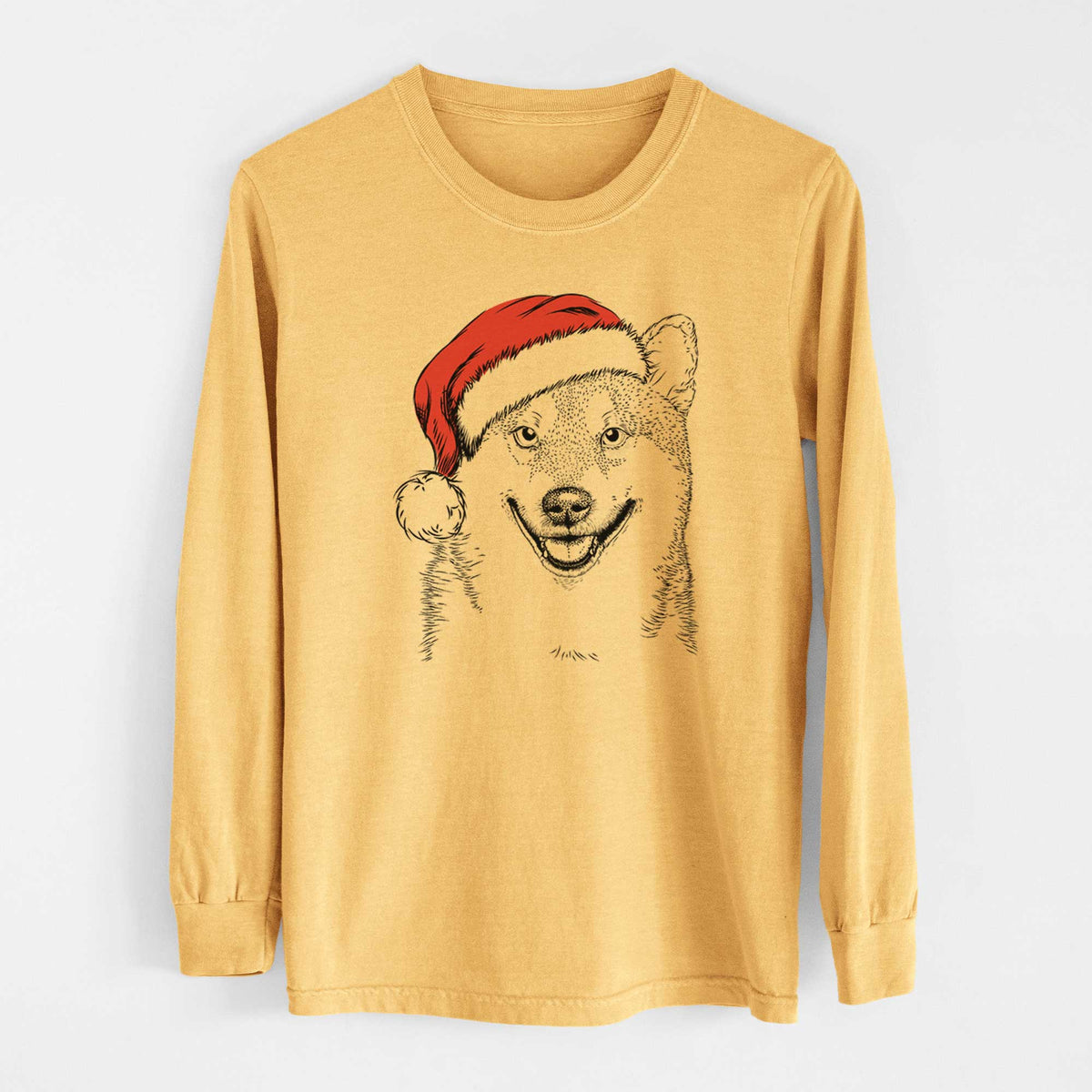 Santa Mitsu the Shiba Inu - Heavyweight 100% Cotton Long Sleeve
