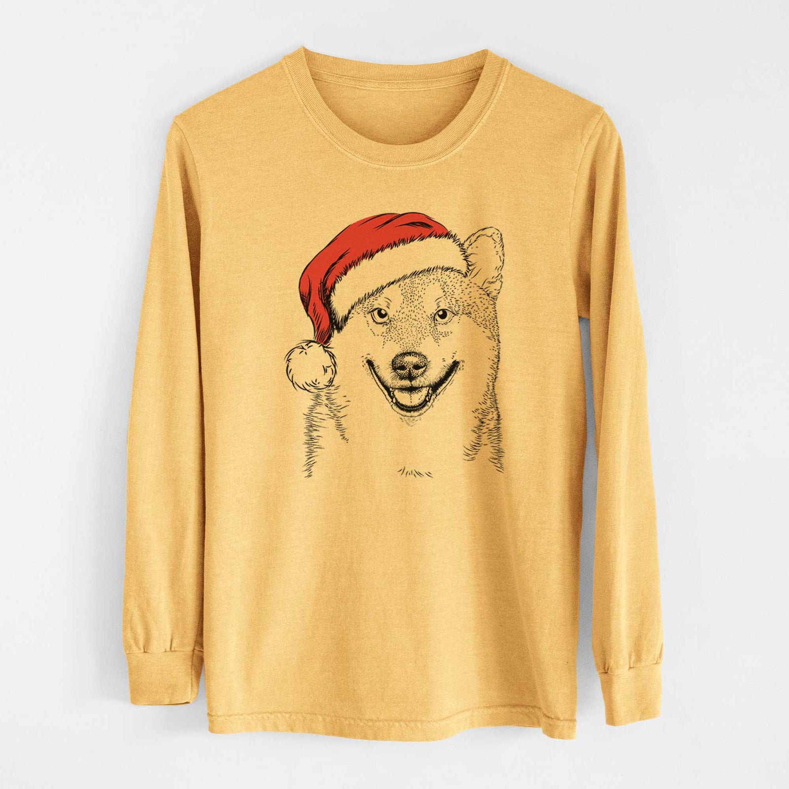Santa Mitsu the Shiba Inu - Heavyweight 100% Cotton Long Sleeve