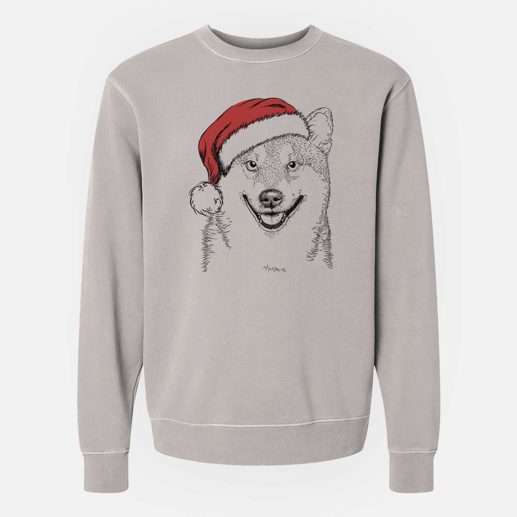 Santa Mitsu the Shiba Inu - Unisex Pigment Dyed Crew Sweatshirt