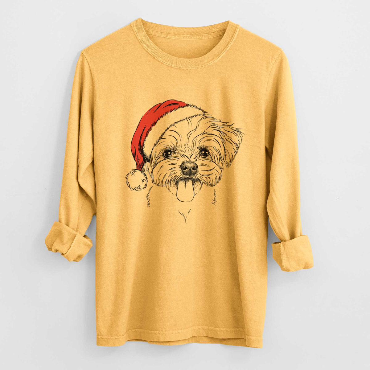 Santa Mochi the Maltese - Heavyweight 100% Cotton Long Sleeve