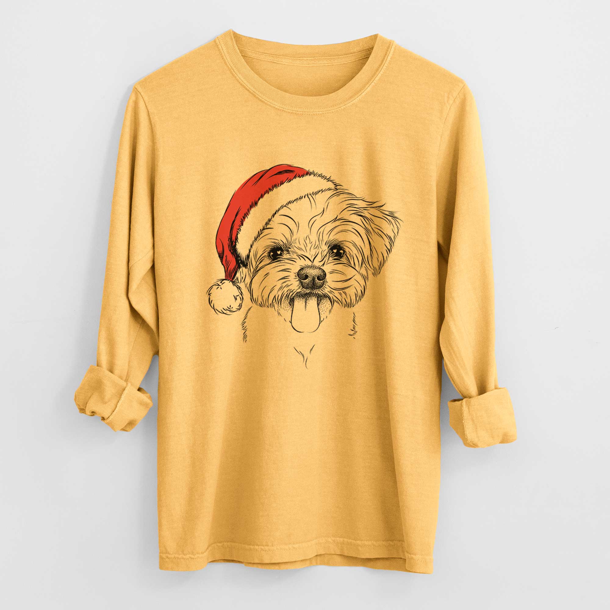 Santa Mochi the Maltese - Heavyweight 100% Cotton Long Sleeve