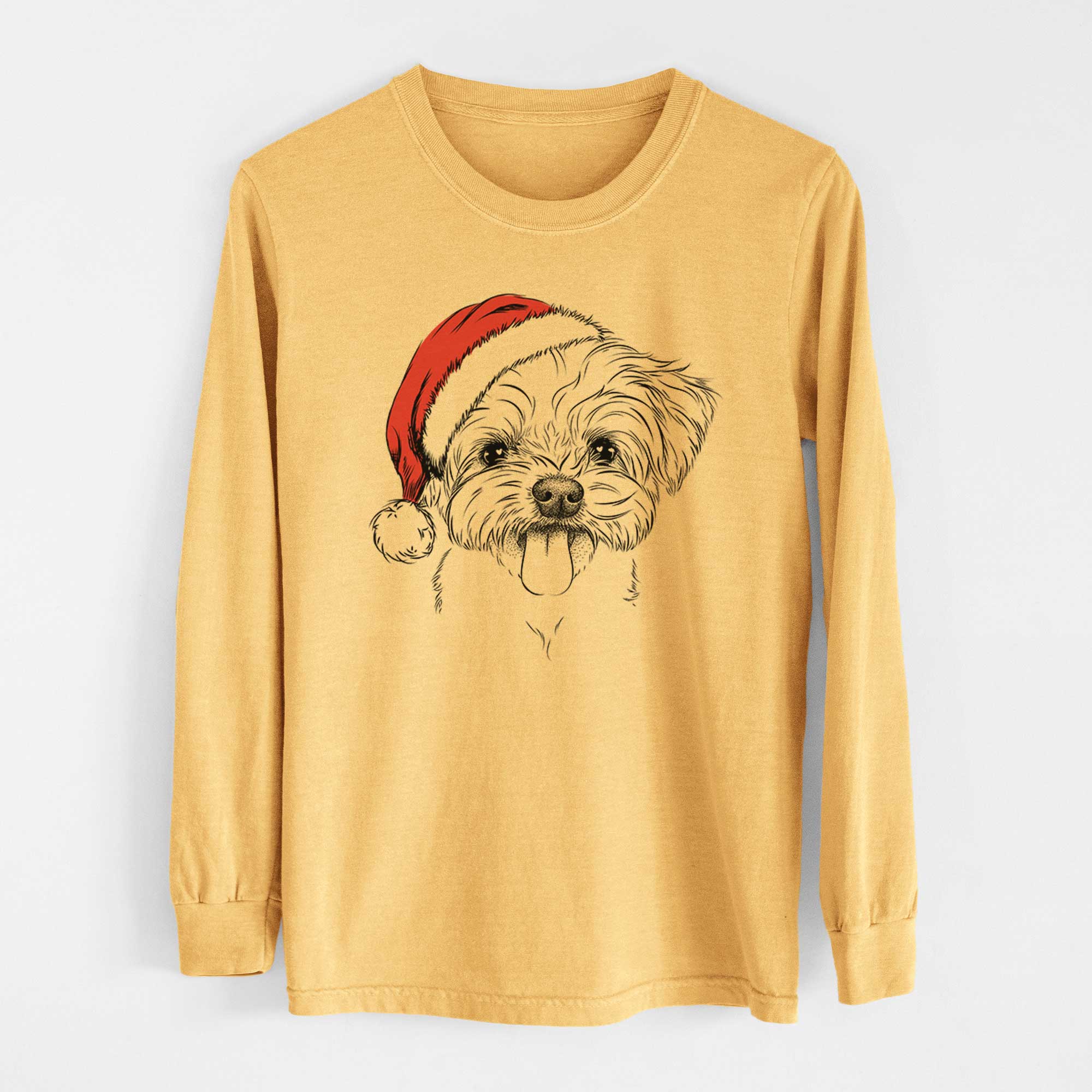 Santa Mochi the Maltese - Heavyweight 100% Cotton Long Sleeve
