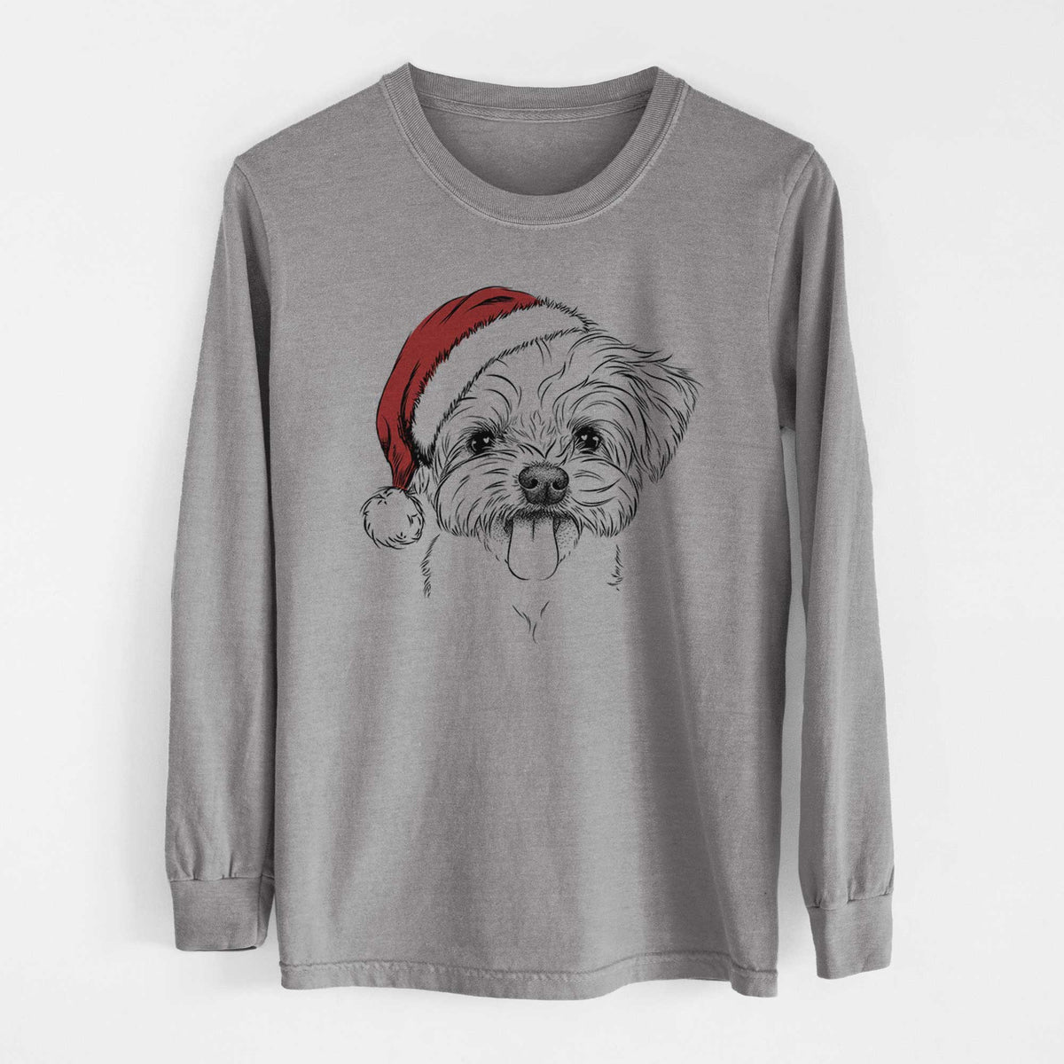 Santa Mochi the Maltese - Heavyweight 100% Cotton Long Sleeve