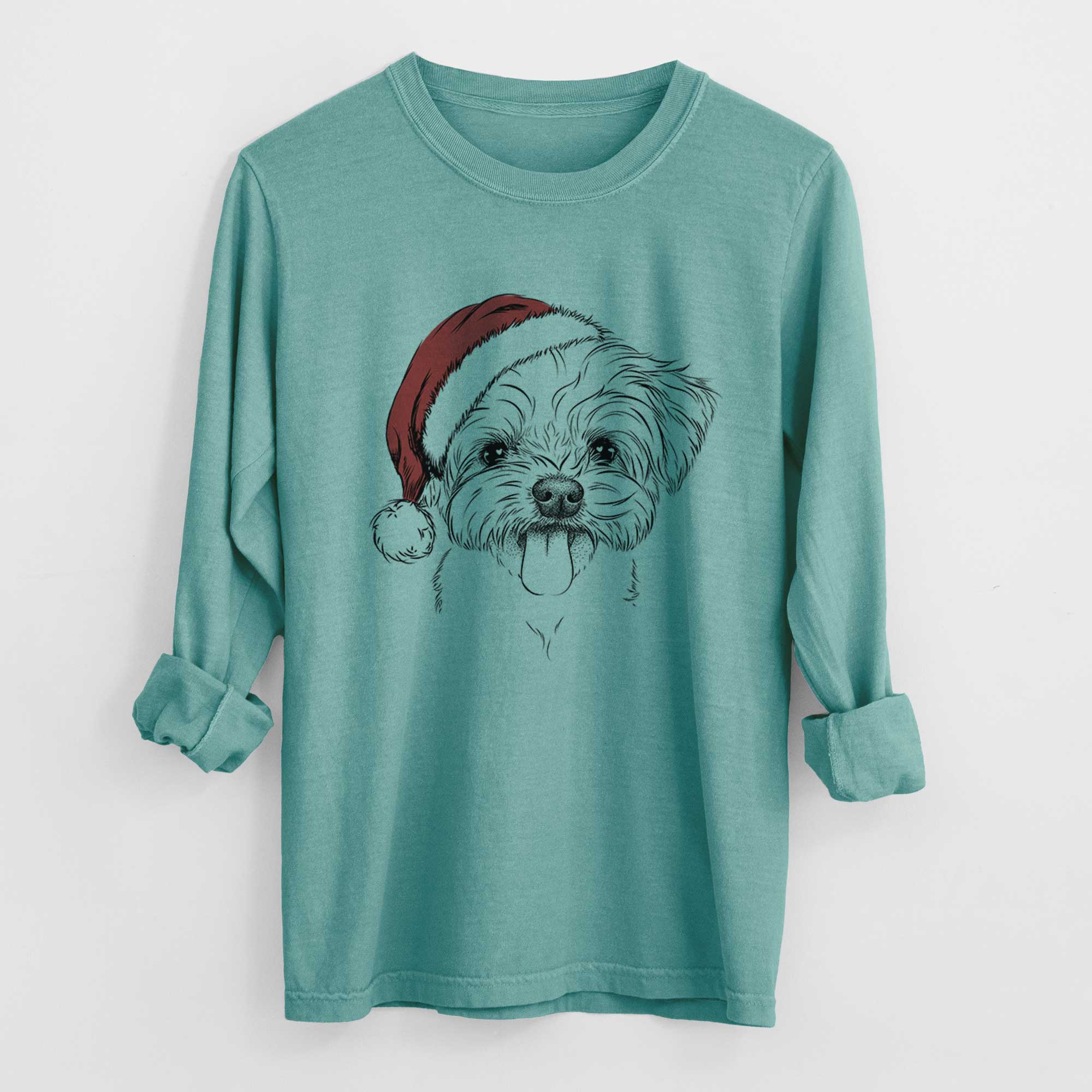 Santa Mochi the Maltese - Heavyweight 100% Cotton Long Sleeve