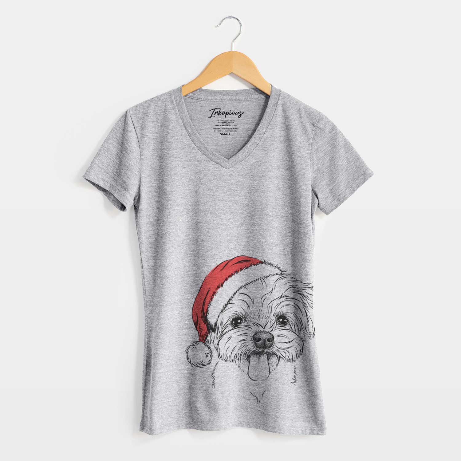 Santa Mochi the Maltese - Women's V-neck Shirt