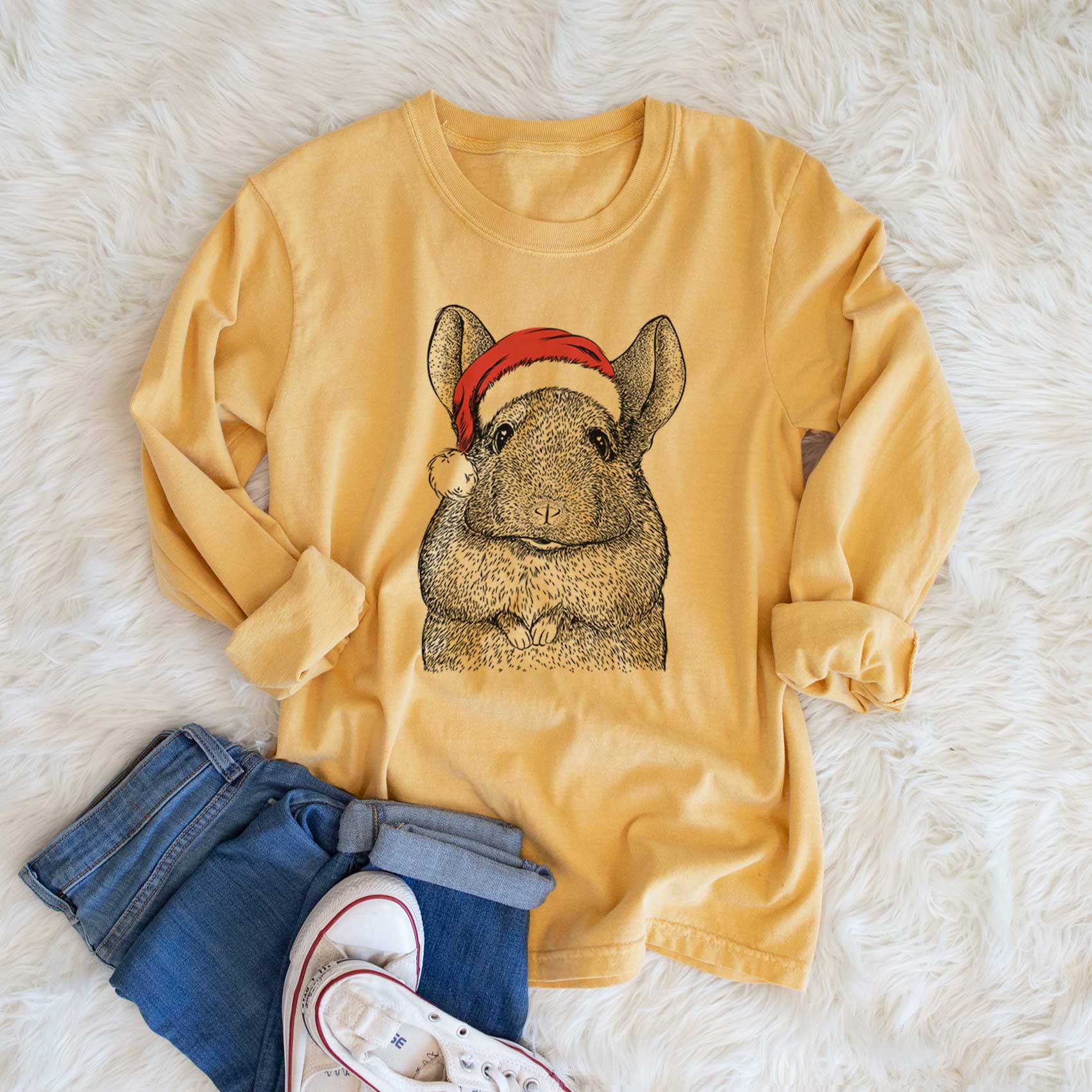 Santa Mojo the Chinchilla - Heavyweight 100% Cotton Long Sleeve