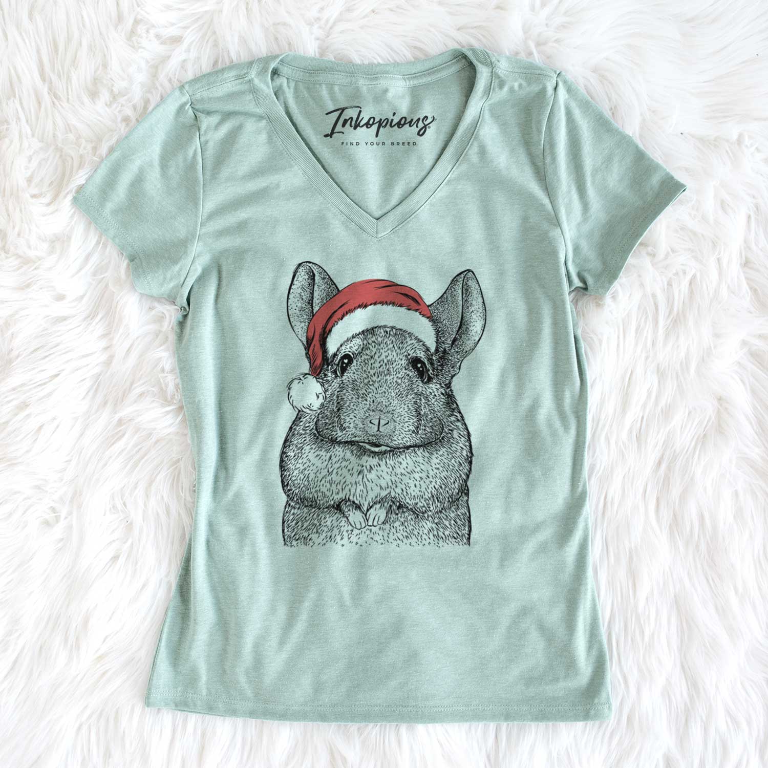 Santa Mojo the Chinchilla - Women's V-neck Shirt