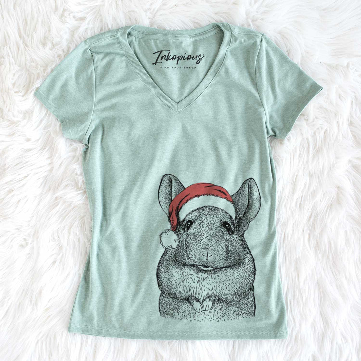 Santa Mojo the Chinchilla - Women&#39;s V-neck Shirt