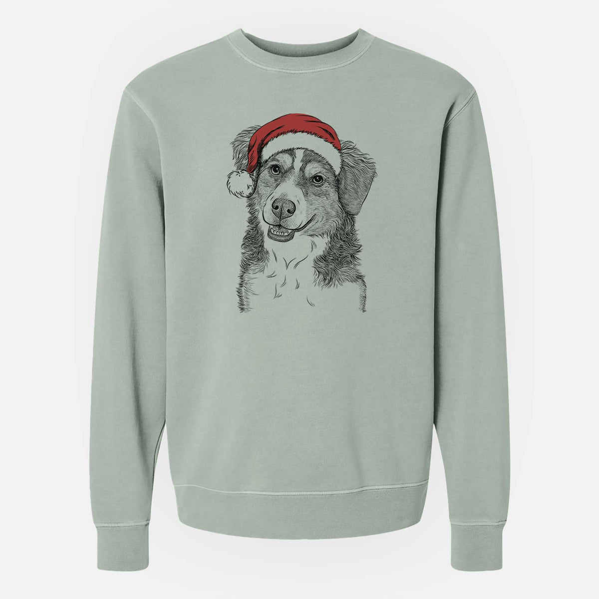 Santa Molly the Miniature Bernedoodle - Unisex Pigment Dyed Crew Sweatshirt