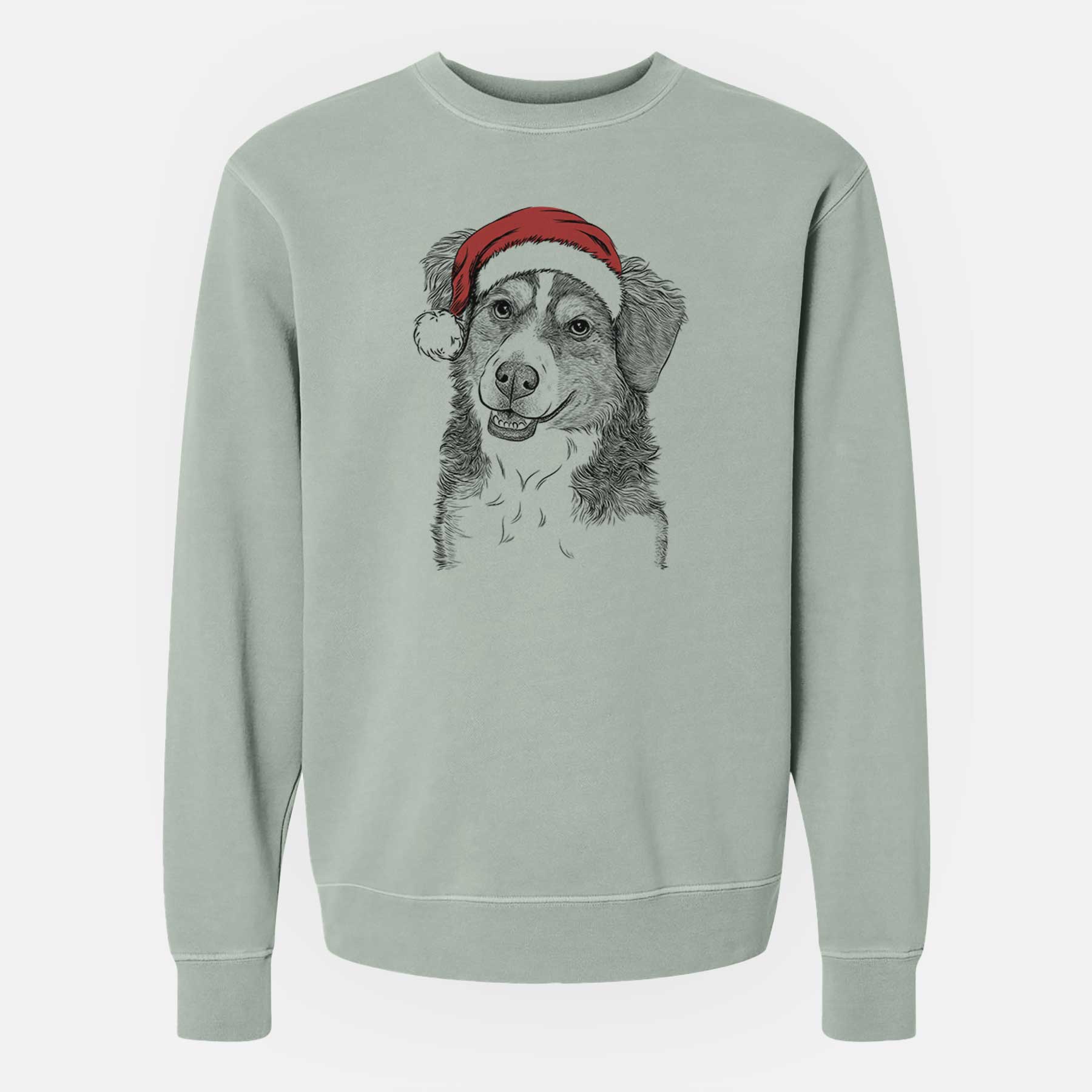 Santa Molly the Miniature Bernedoodle - Unisex Pigment Dyed Crew Sweatshirt