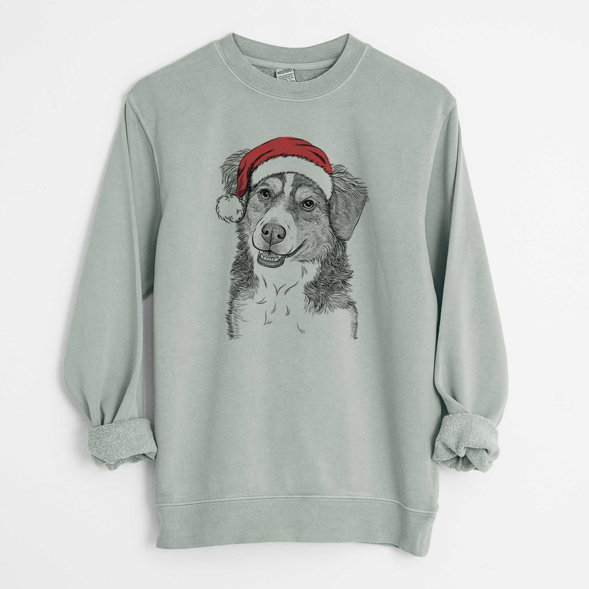 Santa Molly the Miniature Bernedoodle - Unisex Pigment Dyed Crew Sweatshirt