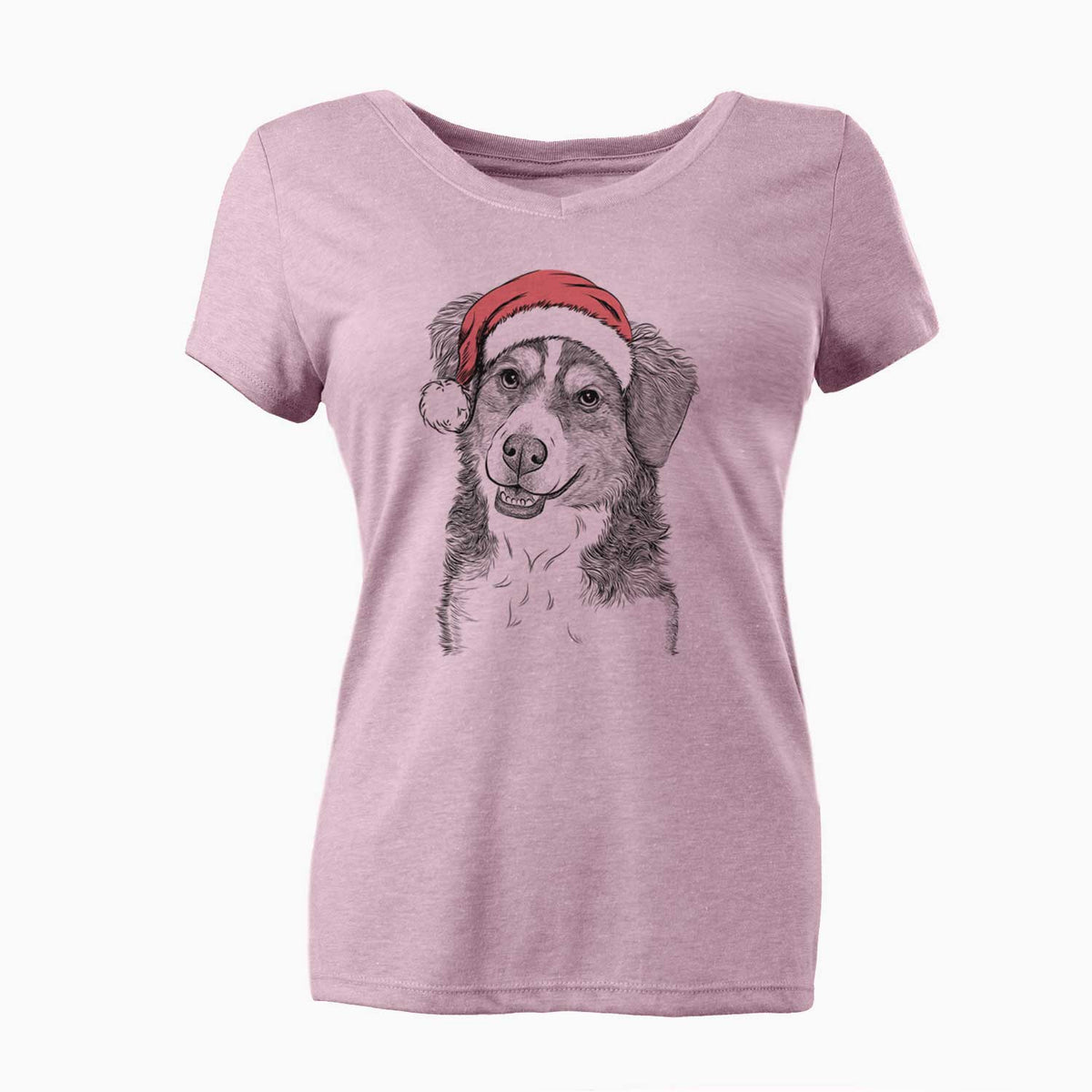 Santa Molly the Miniature Bernedoodle - Women's V-neck Shirt