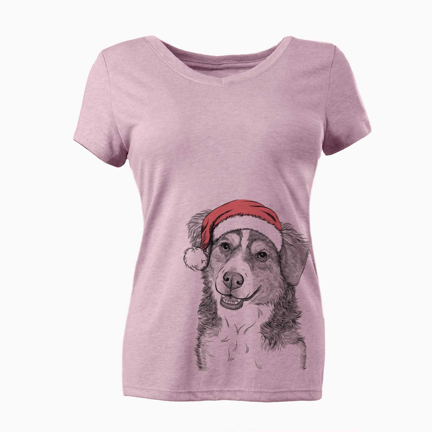 Santa Molly the Miniature Bernedoodle - Women's V-neck Shirt