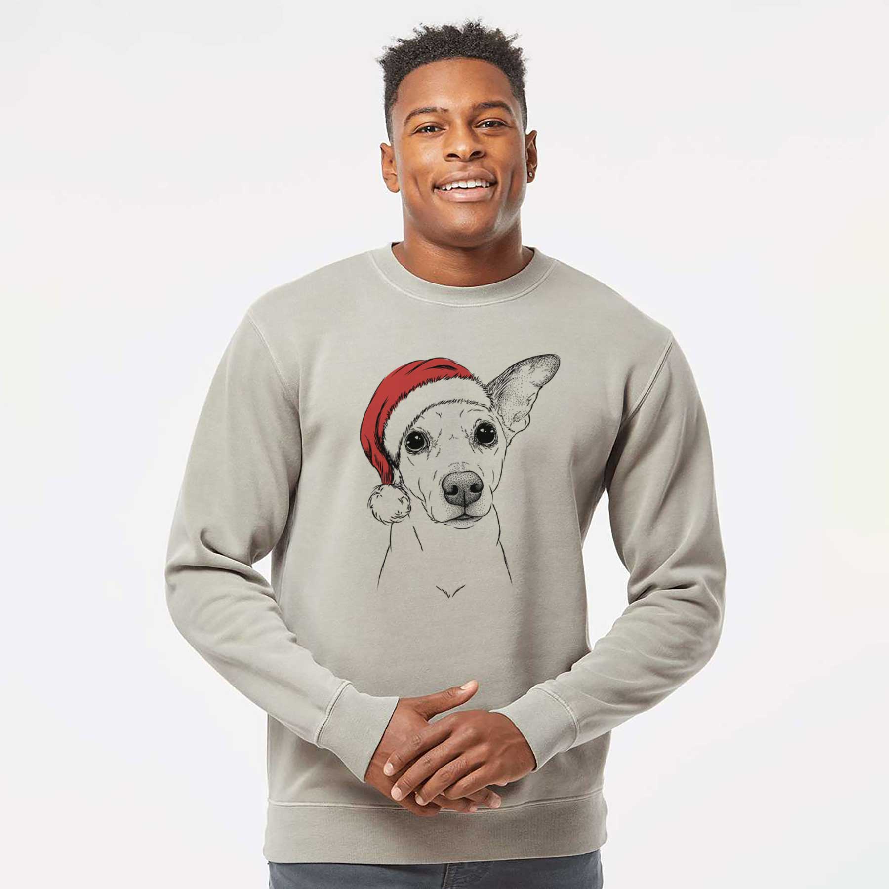 Santa Molly the Jack Russell Terrier - Unisex Pigment Dyed Crew Sweatshirt