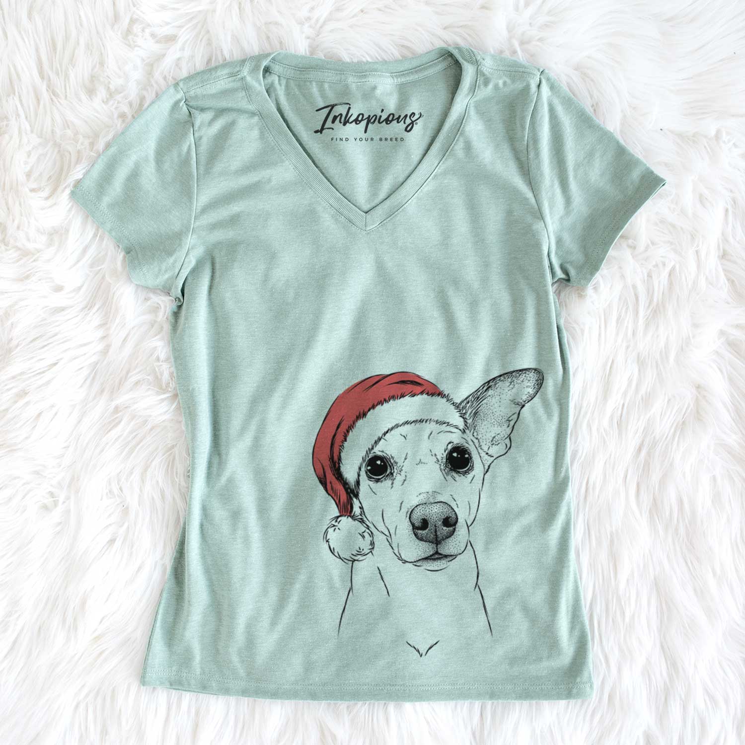 Santa Molly the Jack Russell Terrier - Women's V-neck Shirt