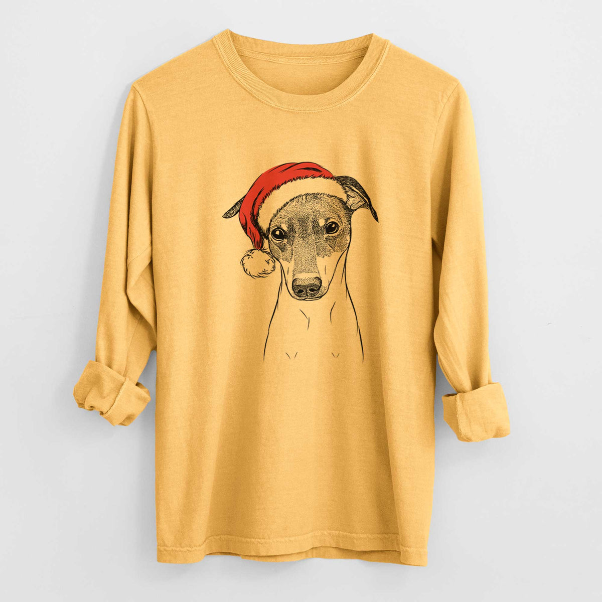 Santa Momo the Japanese Terrier - Heavyweight 100% Cotton Long Sleeve