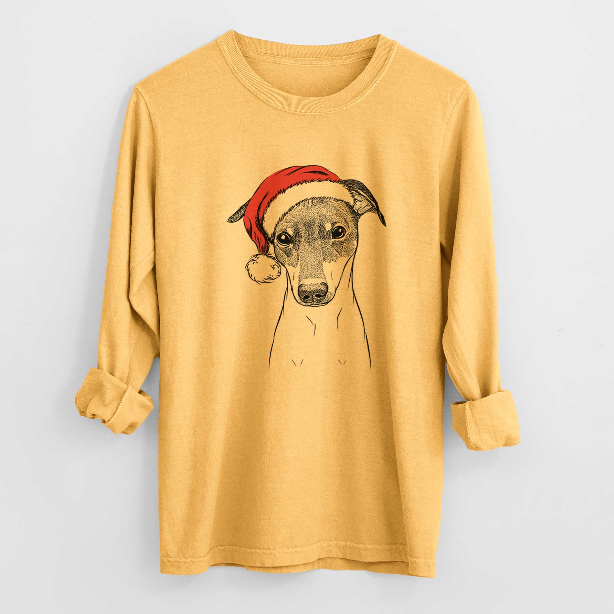 Santa Momo the Japanese Terrier - Heavyweight 100% Cotton Long Sleeve