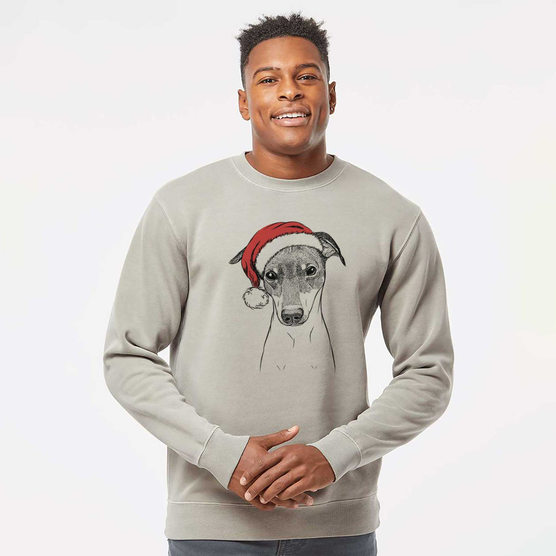 Santa Momo the Japanese Terrier - Unisex Pigment Dyed Crew Sweatshirt