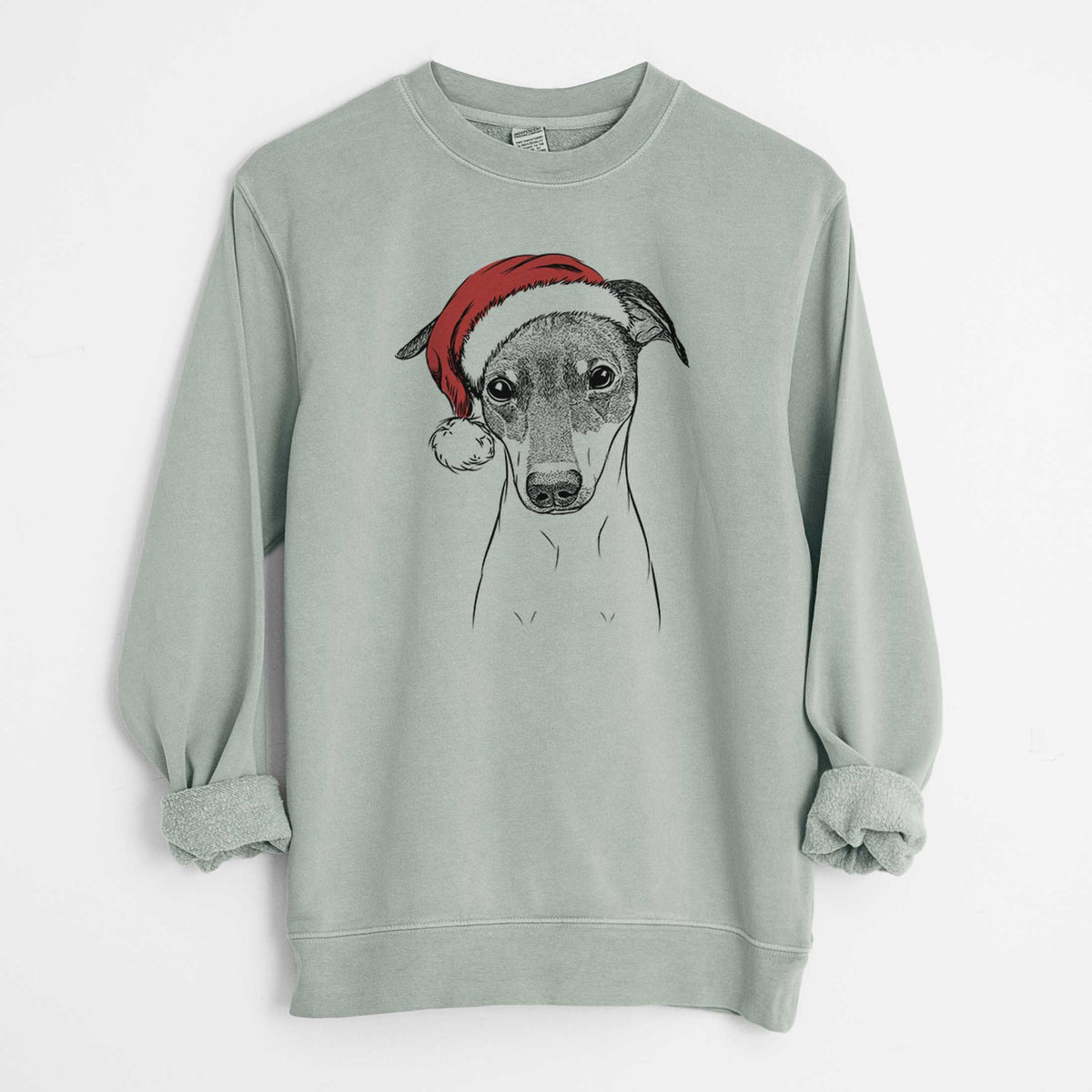 Santa Momo the Japanese Terrier - Unisex Pigment Dyed Crew Sweatshirt