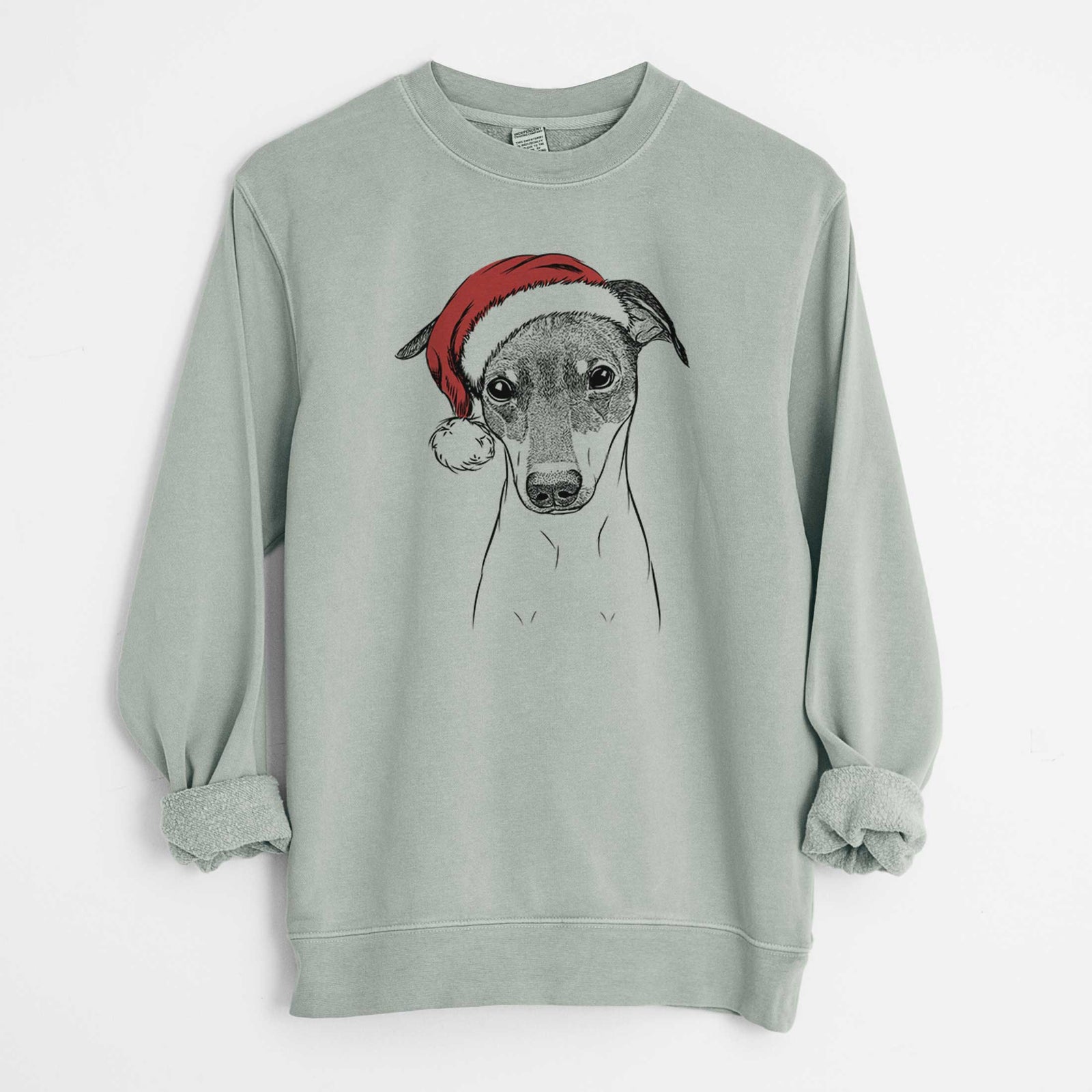 Santa Momo the Japanese Terrier - Unisex Pigment Dyed Crew Sweatshirt
