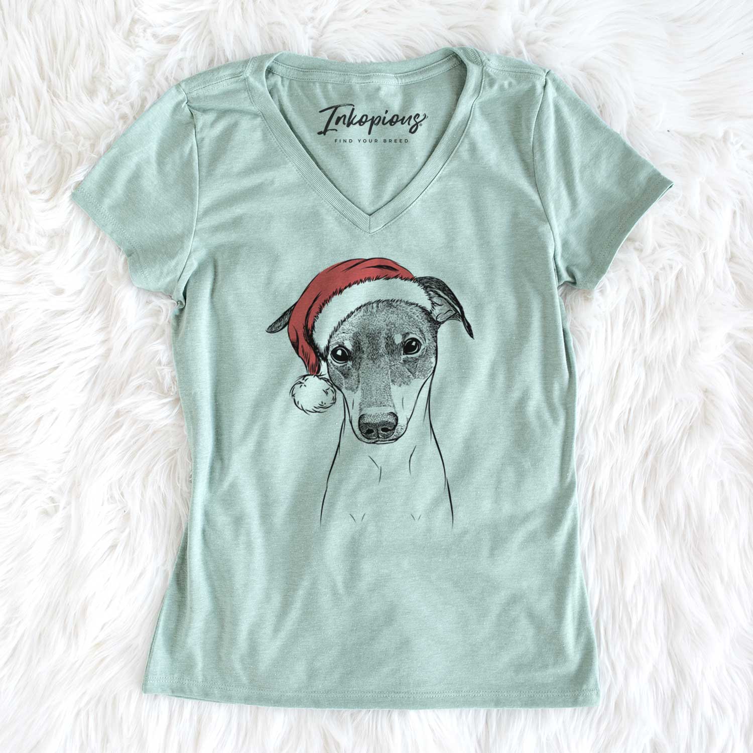 Santa Momo the Japanese Terrier - Women's V-neck Shirt