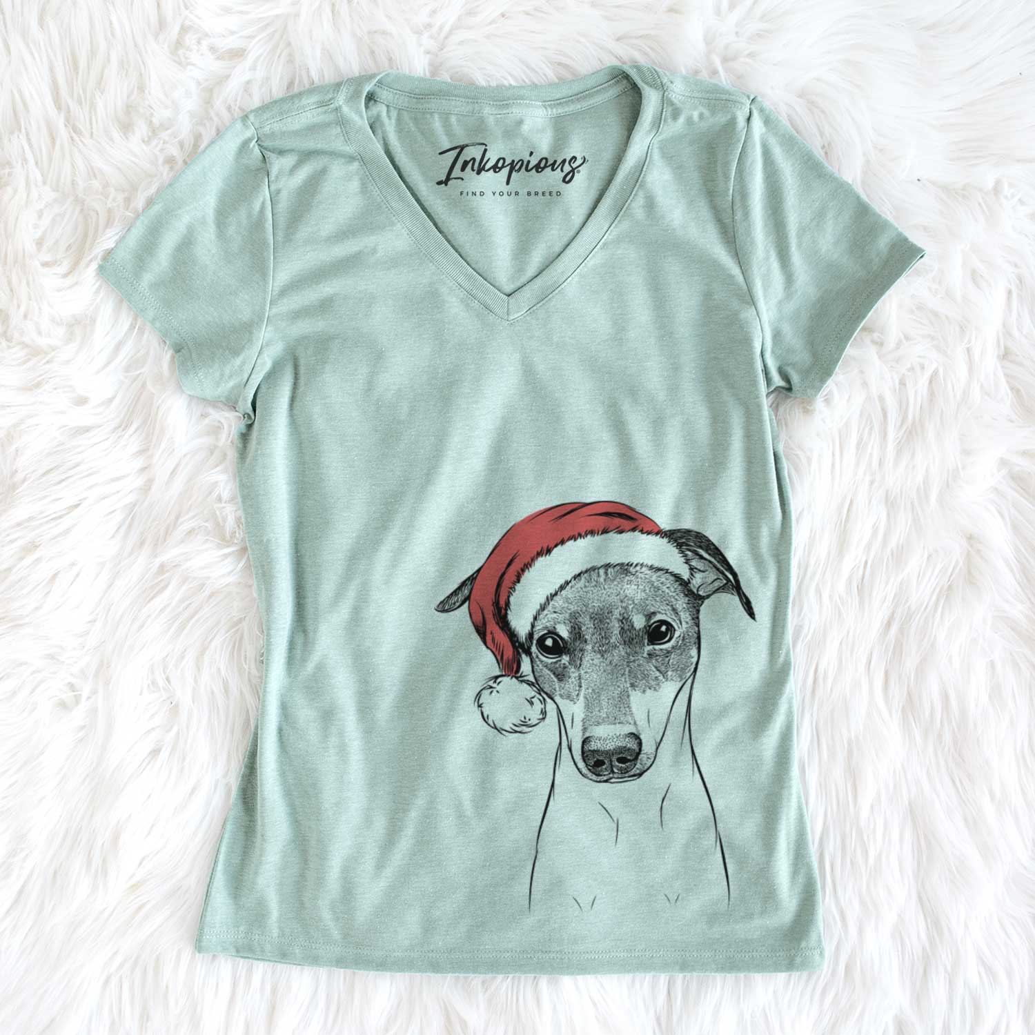 Santa Momo the Japanese Terrier - Women's V-neck Shirt