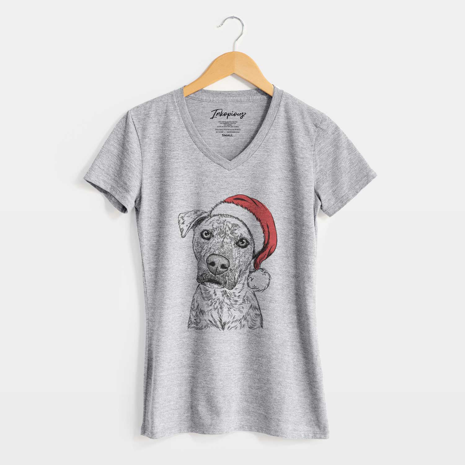 Santa Monster Baby the Pitbull Mix - Women's V-neck Shirt