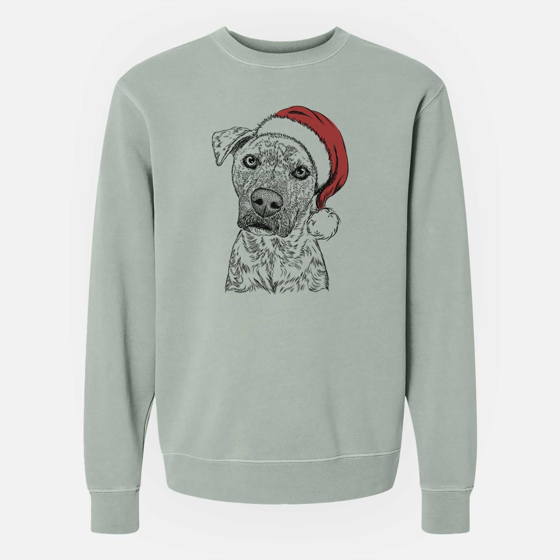 Santa Monster Baby the Pitbull Mix - Unisex Pigment Dyed Crew Sweatshirt