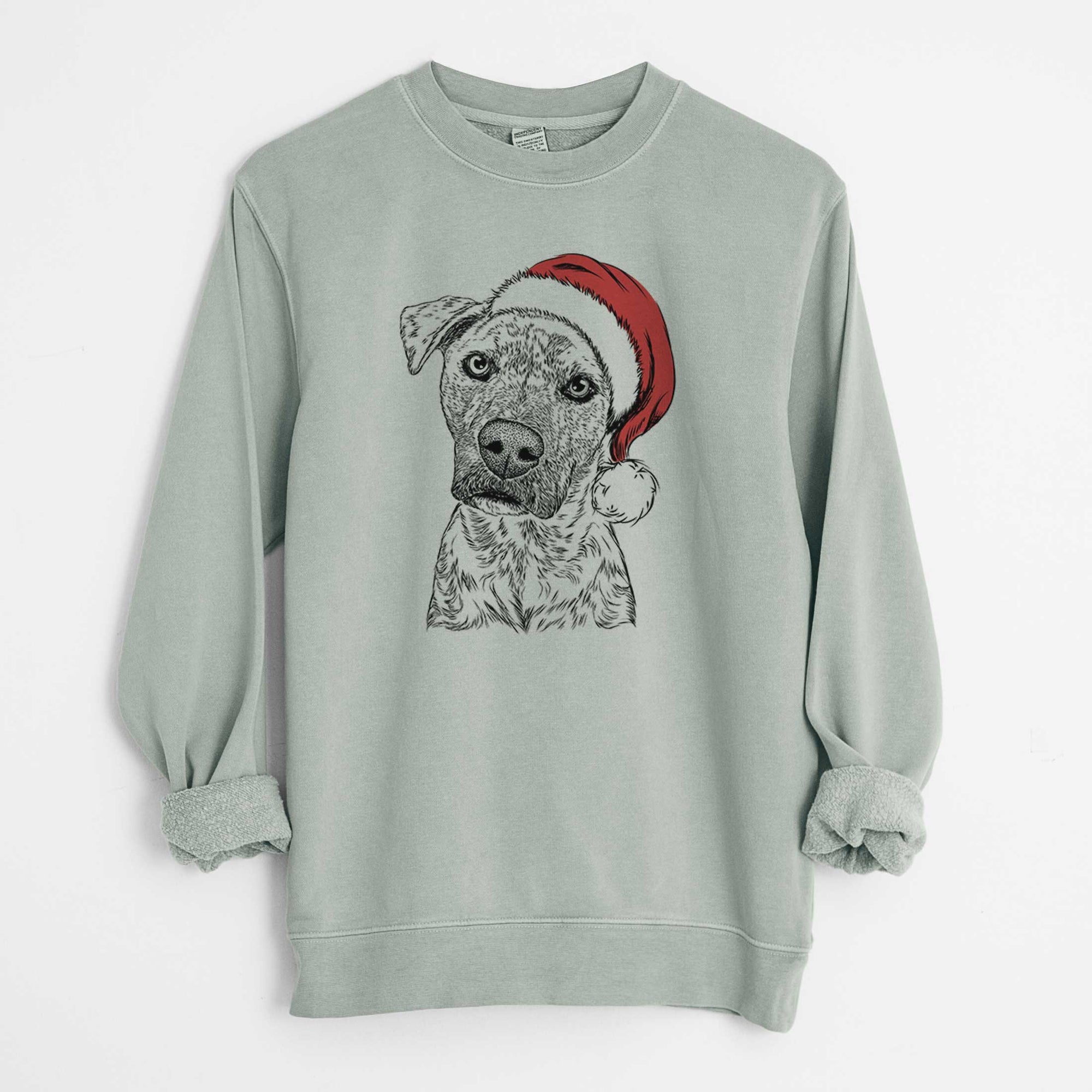 Santa Monster Baby the Pitbull Mix - Unisex Pigment Dyed Crew Sweatshirt