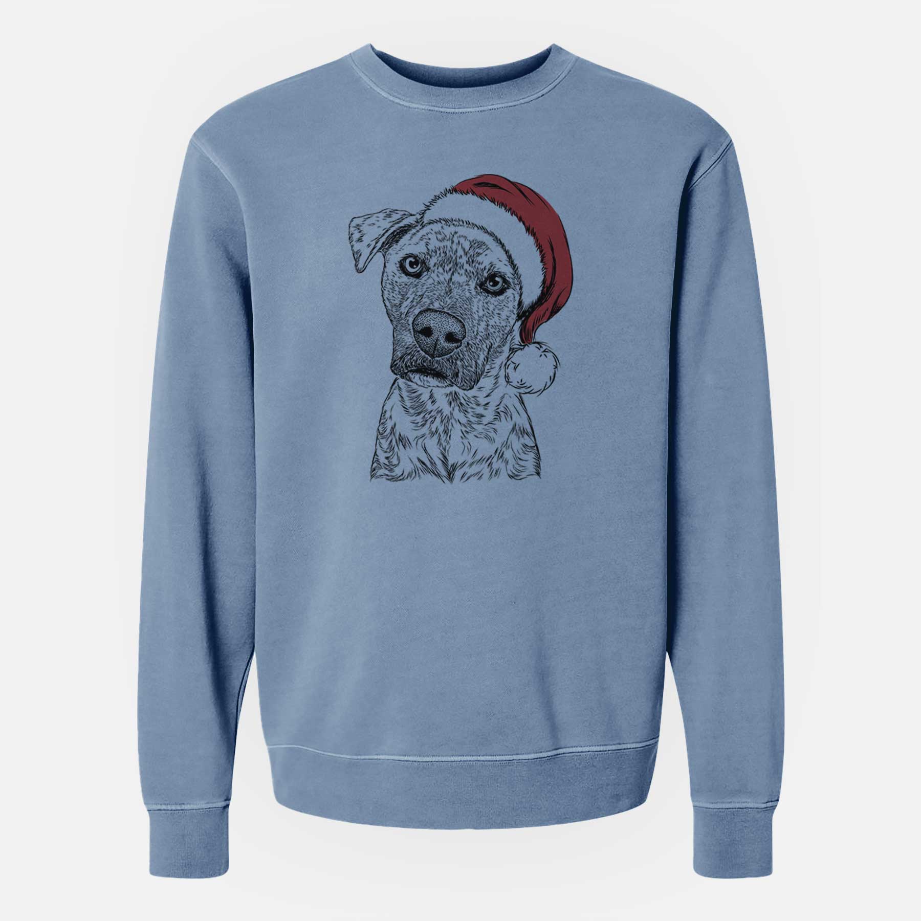 Santa Monster Baby the Pitbull Mix - Unisex Pigment Dyed Crew Sweatshirt