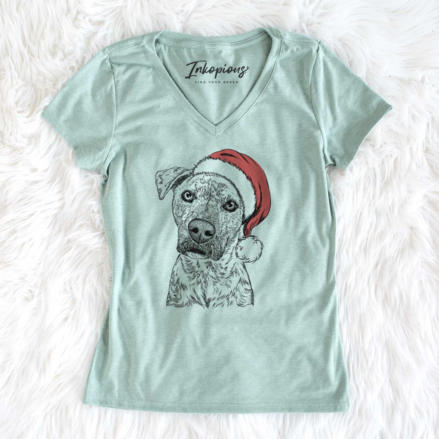 Santa Monster Baby the Pitbull Mix - Women's V-neck Shirt