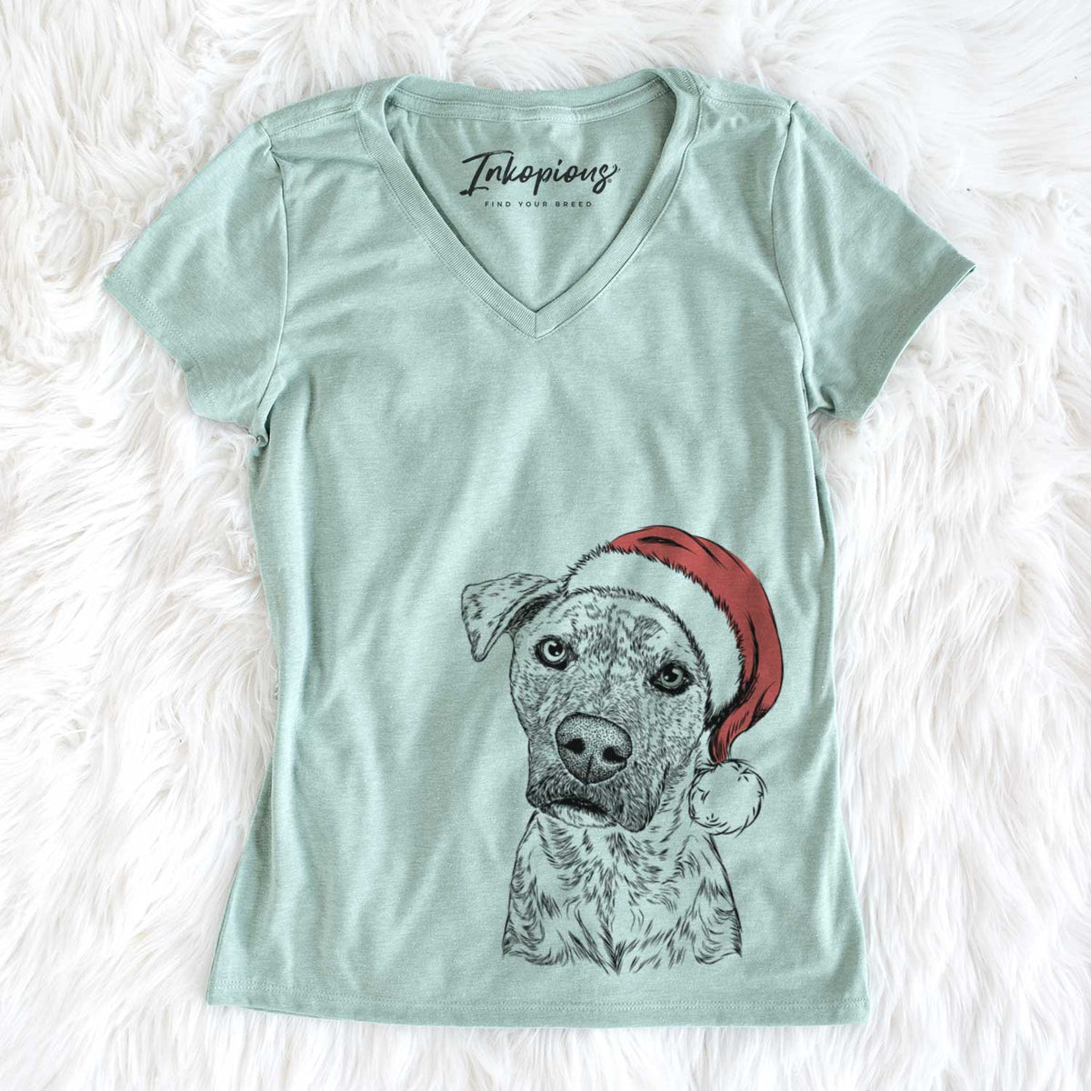 Santa Monster Baby the Pitbull Mix - Women&#39;s V-neck Shirt