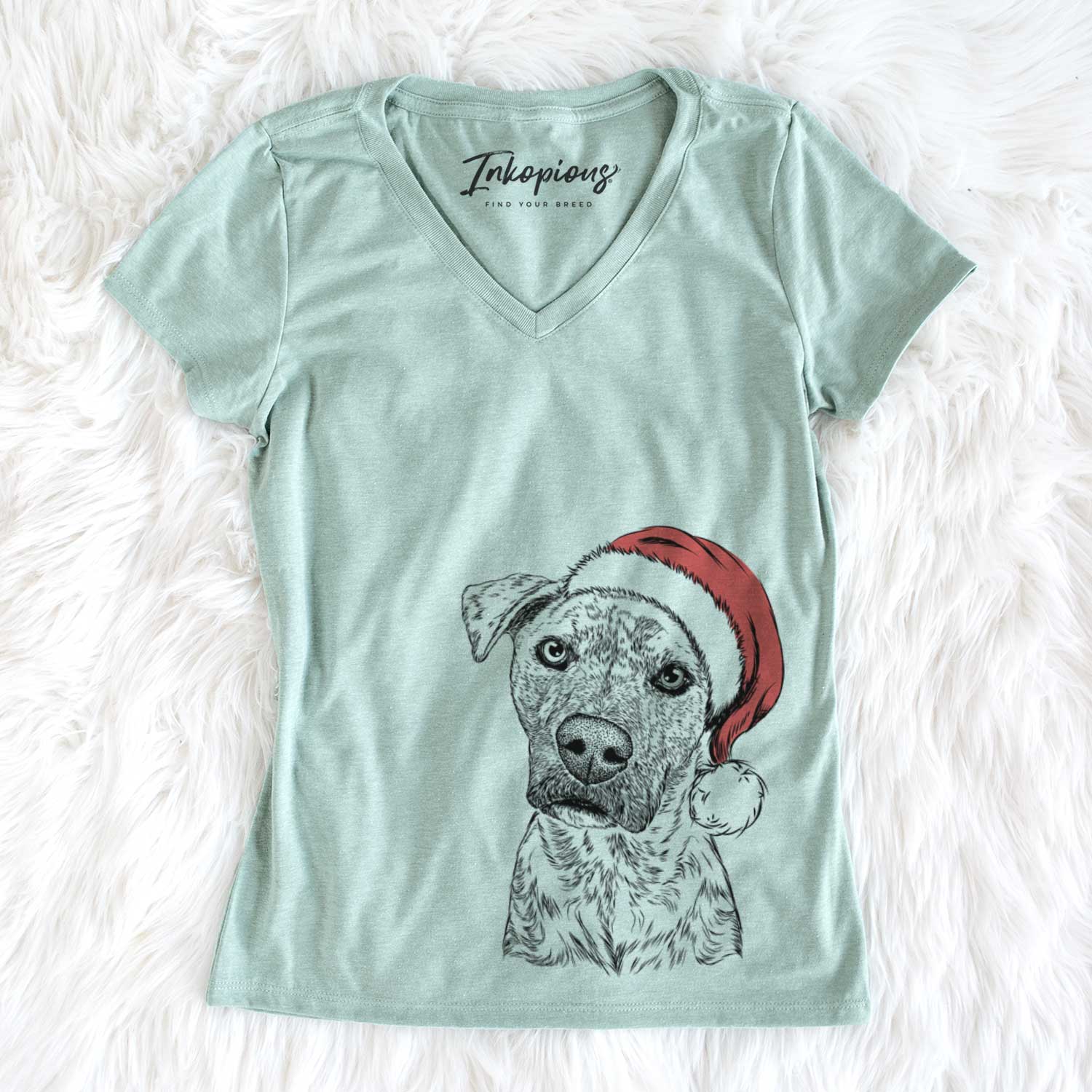 Santa Monster Baby the Pitbull Mix - Women's V-neck Shirt