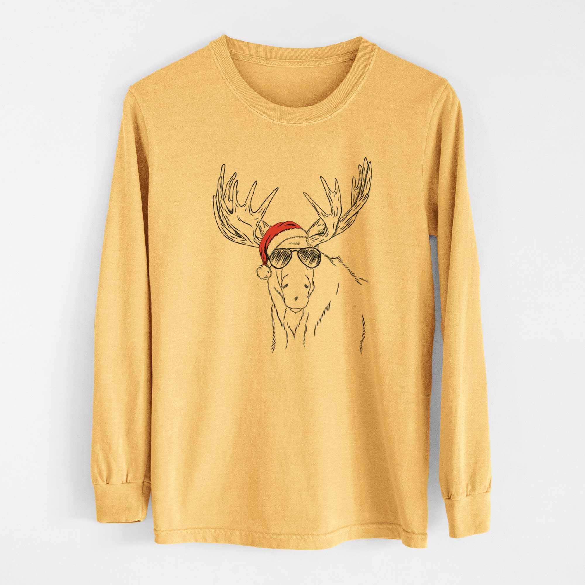 Santa Monty the Moose - Heavyweight 100% Cotton Long Sleeve