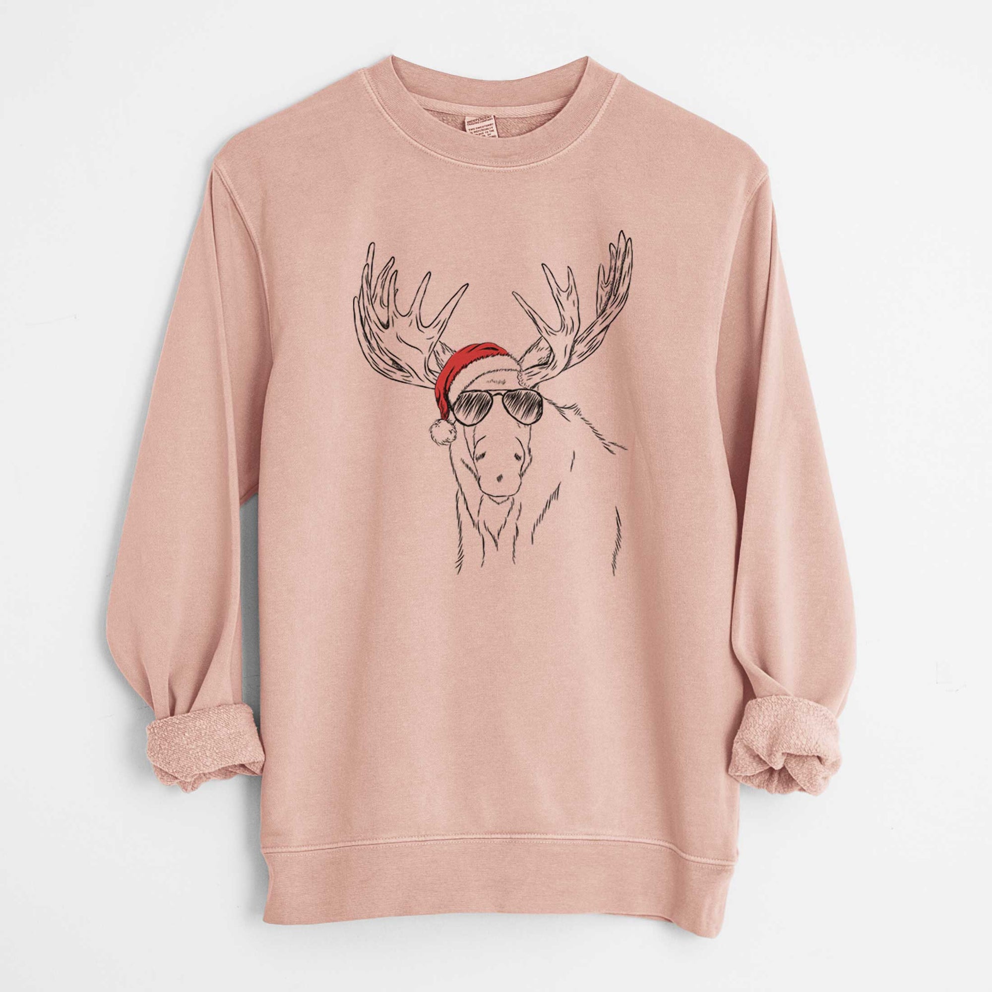 Santa Monty the Moose - Unisex Pigment Dyed Crew Sweatshirt