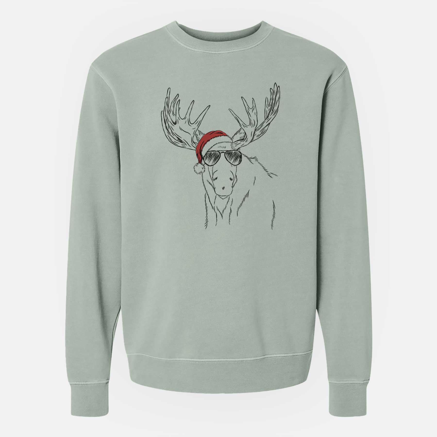 Santa Monty the Moose - Unisex Pigment Dyed Crew Sweatshirt